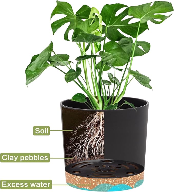 QCQHDU 5 inch Plant Pot, 2 Pack Planters for Indoor Plants with Drainage Holes & Saucer, Outdoor Flower Pots Home Garden Modern Decor