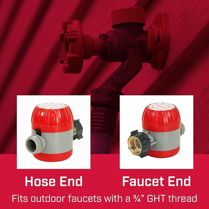 Chapin 41004: Mechanical Water Timer, Up to 120 Minutes of Watering, for Lawn and Gardens, Fits Standard Garden Hoses, Red/Gray