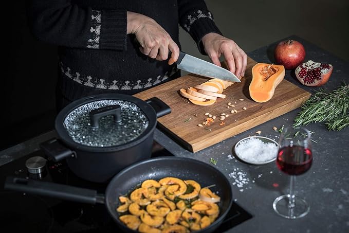 Fiskars Hard Edge Large 7.9" Chef Knife - Japanese Stainless Steel Blade Stays Sharp for Everyday Use - Non-Slip Handle for Effortless Cutting - Dishwasher Safe