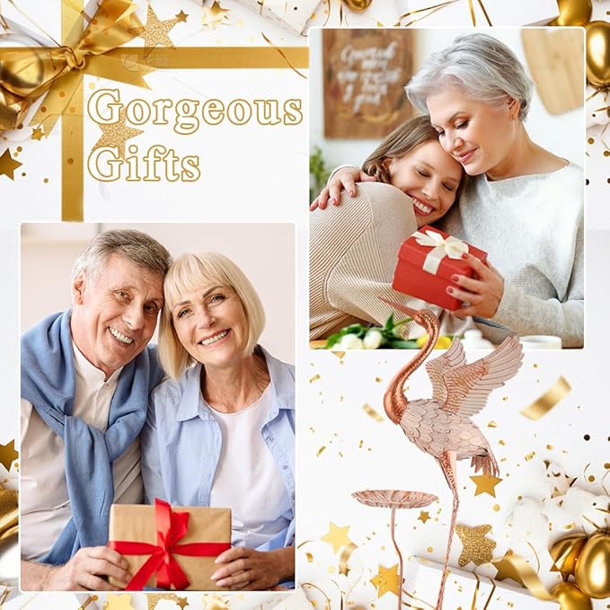 Crane Garden Statue with Birdbath, 40'' Heron Garden Statue, Crane Metal Yard Art for Outside, Backyard, Lawn, Porch Decor