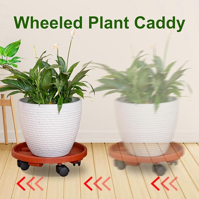 2 Pack 13IN Plant Caddy with Wheels Round Rolling Plant Stand Plant Dolly, 200lbs for Capacity Caddy for Indoor and Outdoor Use, Patio, Flower Pot