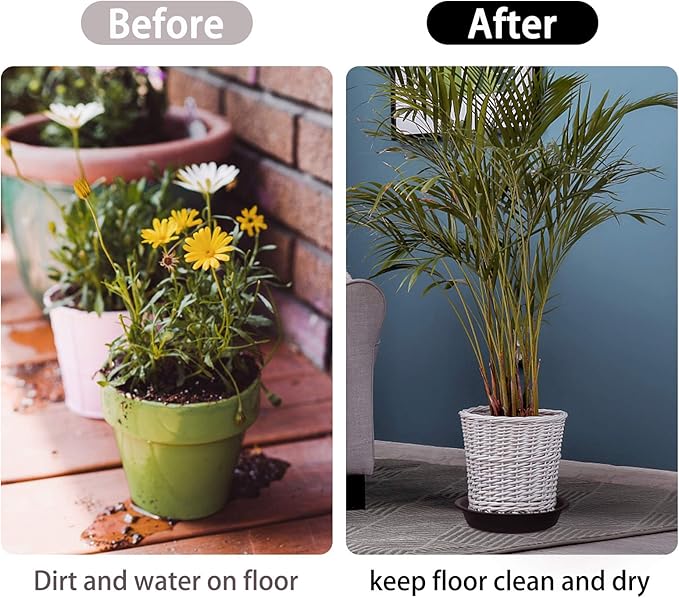 3 Pack Plant Saucer Heavy Duty Sturdy Drip Trays for Indoor and Outdoor (12 Inch, Black)