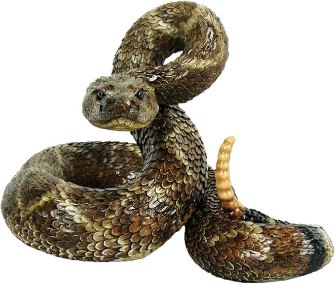 Michael Carr Designs Western Diamondback Rattlesnake L - Outdoor Snake Figurine for gardens, patios and lawns (80057),Brown