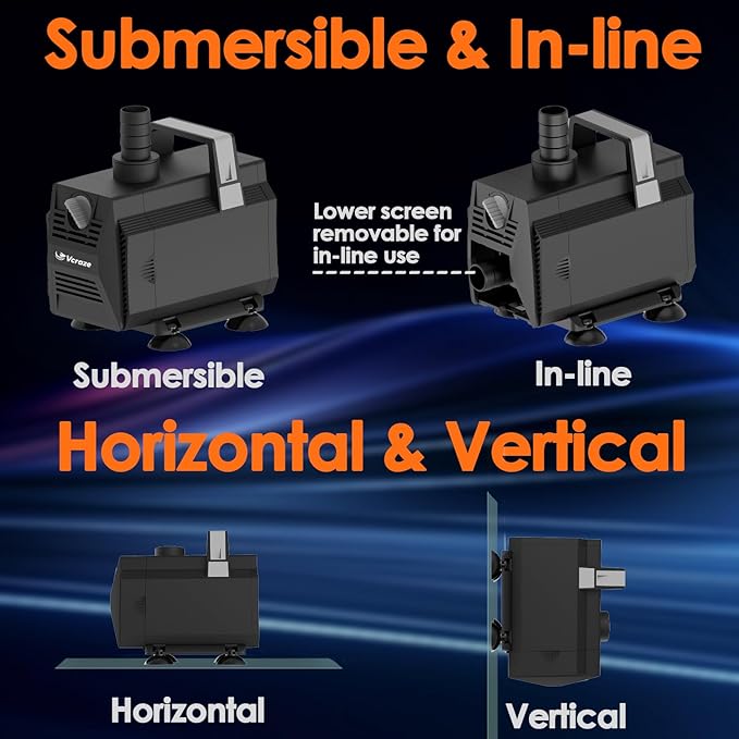 Submersible Water Pump 1200GPH/70W Fountain Pumps with Flow Control, Pond Pump Submersible Outdoor with 10ft 3-Core Power cable for Hydroponics, Aquarium, Waterfall, Statuary, Water feature