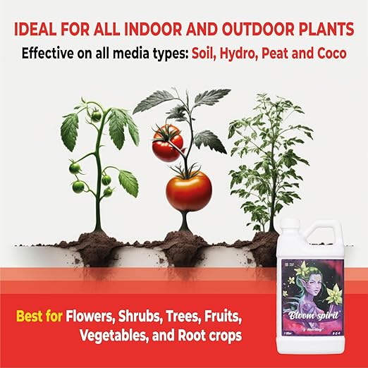 Blooming Fertilizer for Flowers - Orchid, Rose, Hibiscus, Hydrangea, Bougainvillea or as Flower Bloom Fertilizer Indoor Outdoor Garden Liquid Plant Food - Bloom Spirit PK 0-5-4 32 OZ Nutriling