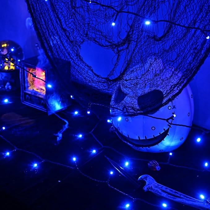 600 LED Halloween Lights, 216 FT Waterproof Halloween String Lights, Blue Halloween Lights Outdoor with 8 Lighting Modes for Halloween Outdoor Party Yard Garden Decoration (216 Ft | Blue, 216 Ft)