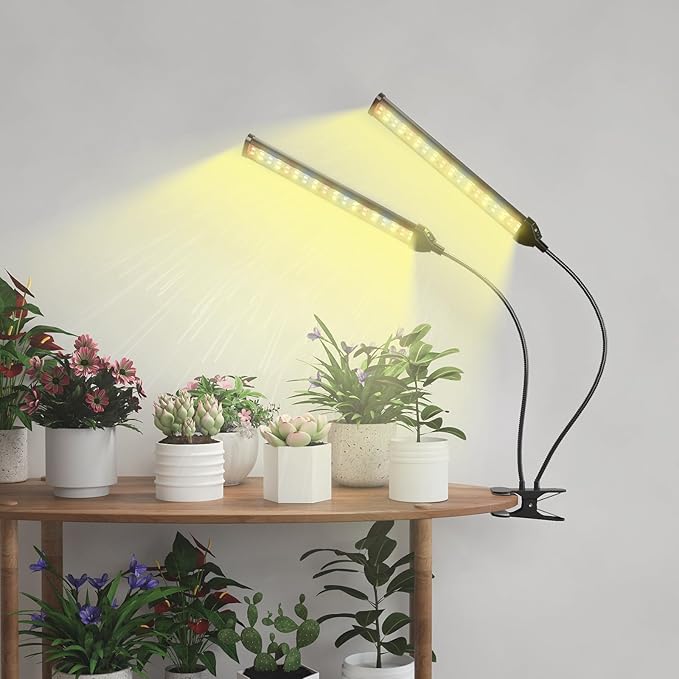 [2024 Newest] Grow Light, 5000K Full Spectrum White Red Blue 138 LED Plant Lamp Clip-on Desk for Indoor Plants Growing, 5 Dimmable Levels & Timer Setting 4/8/12/18H