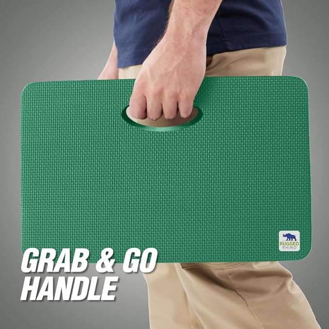 Rugged Rhino Soft Foam Kneeling Pad, Thick Knee Mat Resists Water, Durable Shock Absorbent Pads, Comfortable Strong Rebound, Gardening, Mechanic Tools, Bath Tub Essentials 2 Pack Pine Green