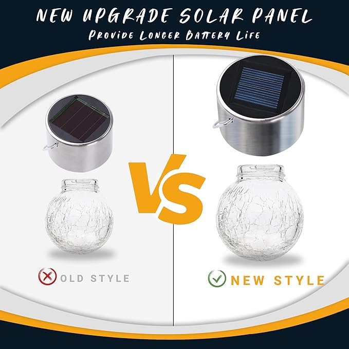 GIGALUMI 16 Pack Solar Outdoor Lights, Solar Hanging Lights for Christmas Decoration-Cracked Glass Solar Lights Outdoor Waterproof for Garden, Yard, Fence, Tree(Color Changing)