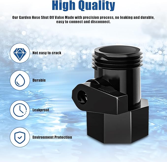 Garden Hose Shut Off Valve Adapter Brass Garden Hose Connector Fit for 3/4" Standard Water Shut Off Valve Thread Connector, for Irrigation System, RV Connection, Garden Sprays, Sprinklers -2 Pack