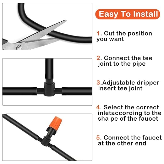 Drip Irrigation System, Irrigation System with 165FT 1/4 Inch Distribution Tubing, DIY Saving Water Garden Watering System, Automatic Drip Irrigation Kits for Garden, Greenhouse, Lawn, Patio