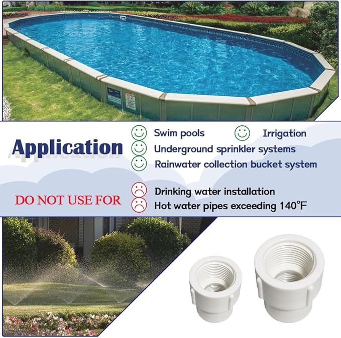 10PCS 1/2 to 3/4 Inch Female to Female Threaded PVC Reducing Pipe Fittings 1/2" to 3/4" Double Female Thread Coupling Pipe Adapter Connectors for Pipe Connecting HE046-1/2x3/4