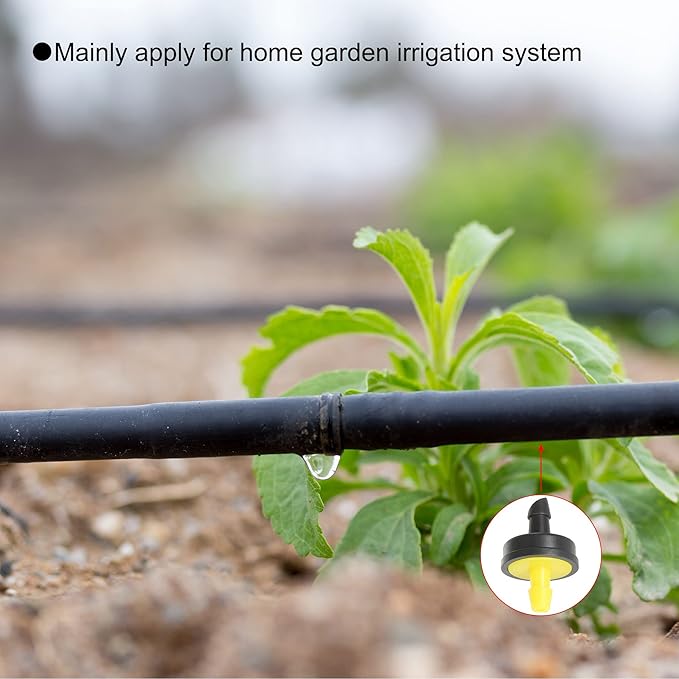 15 Pack Pressure Compensating Dripper - Garden Irrigation, Maintain Constant Flow & Drip Emitter, Apply to Outdoor Garden Lawn (5 Gallon Per Hour, Black Yellow)