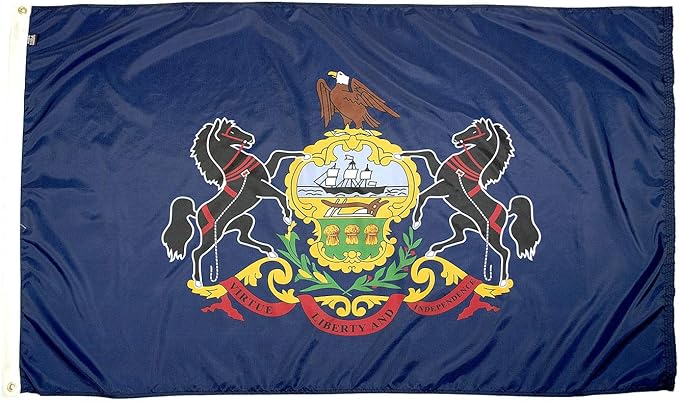 FlagSource Pennsylvania Nylon State Flag, Made in the USA, 3x5'