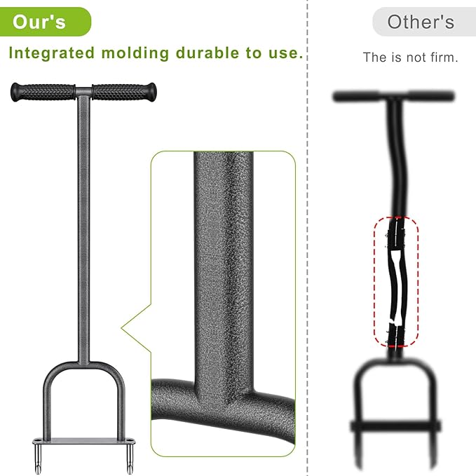 Dolibest Lawn Coring Aerator, Stainless Steel 2 Corer Plug Aerator Tool with Soft Rubber Grip, Manual Grass Aerating Tool, Garden Tool & Cleaning Hand Tool for Loosening Soil and Improving Lawn Health