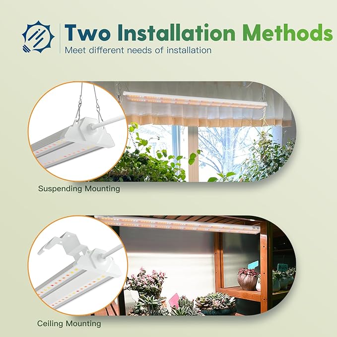 FREELICHT 1 Pack 4ft LED Grow Light with Timer, 60W (350W Equivalent), Sunlike Full Spectrum Integrated Plant Light for Hydroponic Indoor Plant Seedling Veg and Flower, Plug in with 3 Timing Modes