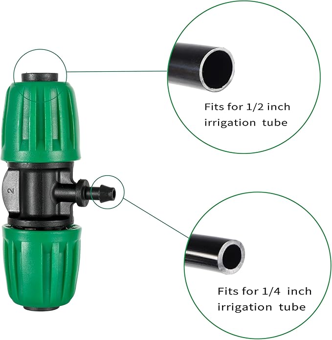 10 Pcs Barbed Tee 1/2 inch Tubing (1/2" ID x0.6-0.63" OD) 16mm to 1/4 inch Irrigation Tube Anti-Drop Quality Fitting (Fits 13mm ID / 4mm ID)
