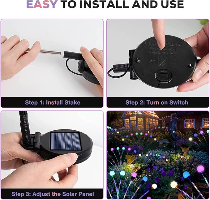 Solar Garden Lights Christmas Decorations, Upgraded Solar Lights Outdoor, 4-Pack Solar Swaying Light-Sway by Wind, 32 LED Firefly Lights Solar Outdoor for Yard Christmas Decor (Colorful)