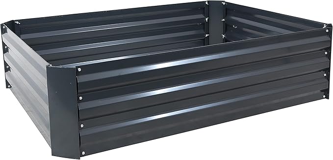Sunnydaze 11.75" H Raised Metal Garden Bed - Galvanized Raised Garden Bed Outdoor for Vegetables and Flowers - Dark Gray - 4' x 3' Rectangle