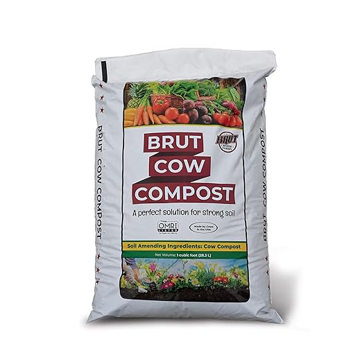 Brut Organic Cow Compost - 10 Quart - Nutrient-Rich Fertilizer for Thriving Gardens - Safe, Pure, and Effective, (4 Pack)