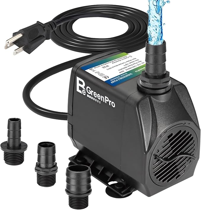 Submersible Water Pump, 660GPH 45W Ultra Quiet Fountain Pump (2500L/H), with 4 Nozzles 8.2ft High Lift for Aquarium, Fish Tank, Pond, Waterfall, Outdoor, Statuary, Hydroponics