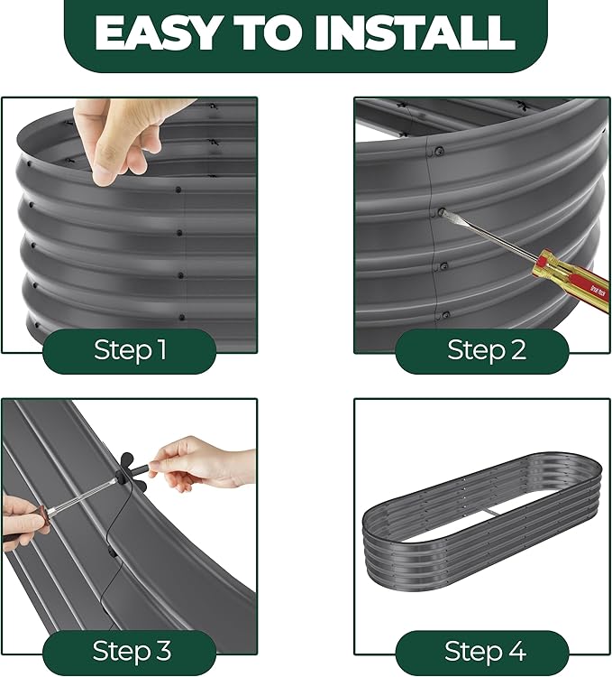 Utopia Home Galvanized Raised Garden Bed Kit 6x2x1ft, Planter Box Raised Garden Beds Outdoor, Easy Assembly Metal Raised Bed for Gardening Vegetables, Fruits, Flowers - Pack of 01 - Dark Grey