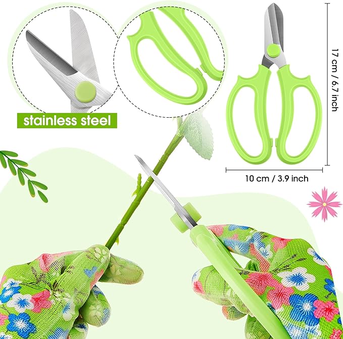 WILLBOND 10 Pcs Rose Thorn Stripper Tool Valentines Gifts Florist Supplies Rose Thorn Remover Kit Garden Remover for Flower Stripper Kit Florist Tool, Floral Gloves Tape(Green,Flower)