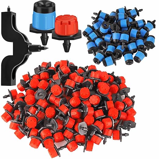 Drip irrigation emitters, 150+30Pcs/set drip irrigation parts for garden watering system, Adjustable nozzle drip irrigation spray nozzle， Used in vegetable gardens, gardens, orchards, etc,automatic