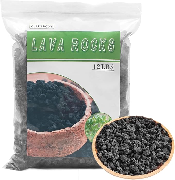 Black Lava Rocks for Plants -100% Pure Volcanic Rock No Dyes or Chemicals-Best Lava Stones Top Dressing for Cacti Succulents Plants,Bonsai-12LBS