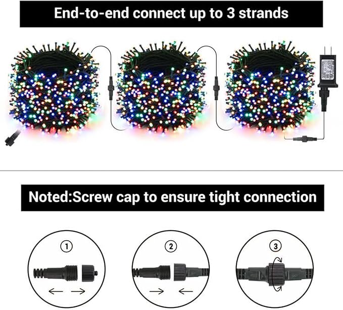 114ft Christmas String Lights Outdoor, 300 LED Christmas Lights Connectable with Timer, 8 Modes Multicolor Christmas Tree Lights Fairy Twinkle Lights for Indoor Outdoor Xmas Decorations