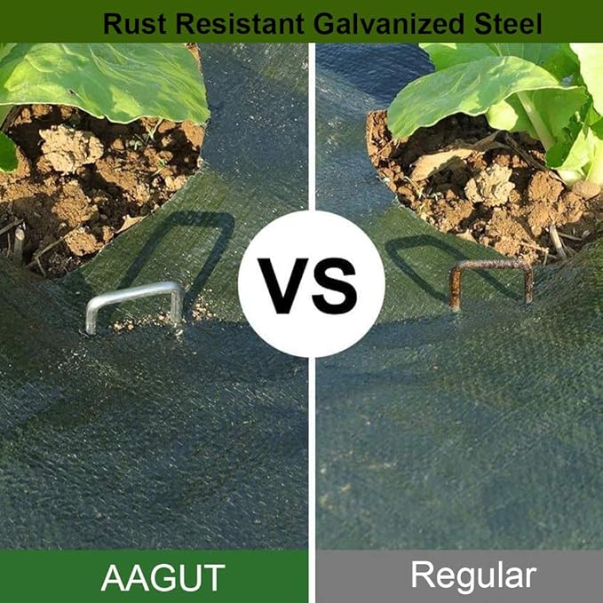 AAGUT Landscape Staples 12 Inch 8 Gauge Galvanized Fence Stakes 20 PCS Anti-Rust Landscape Pins for Secure Lawn Fabric, Weed Barrier Fabric, Ground Cover, Dripper Irrigation Tubing Soaker Hose