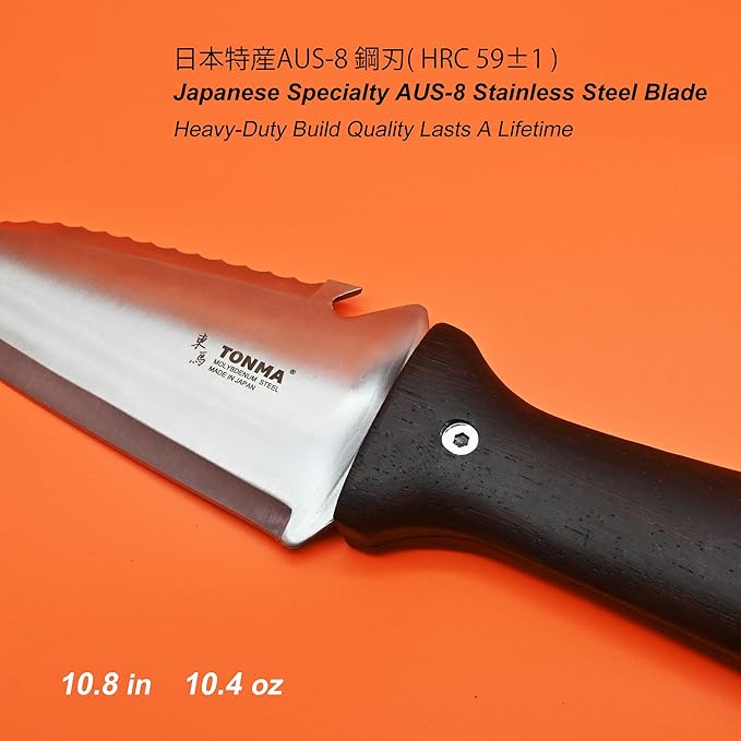 Hori Hori Garden Knife [Made in Japan] Heavy Duty Stainless Steel Japanese Hori Knife with Sheath Garden Tools, Natural Wenge Wood Handle, Full Tang
