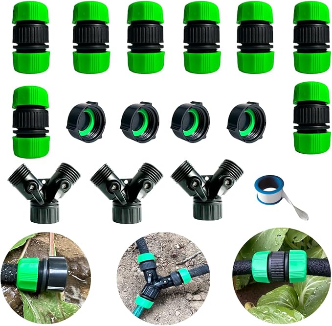 AMRITA Fitings for 1/2" Soaker Hose and Garden Hose, Female Connector& Male Connector &Valves & Straight Connectors.(Fittings)
