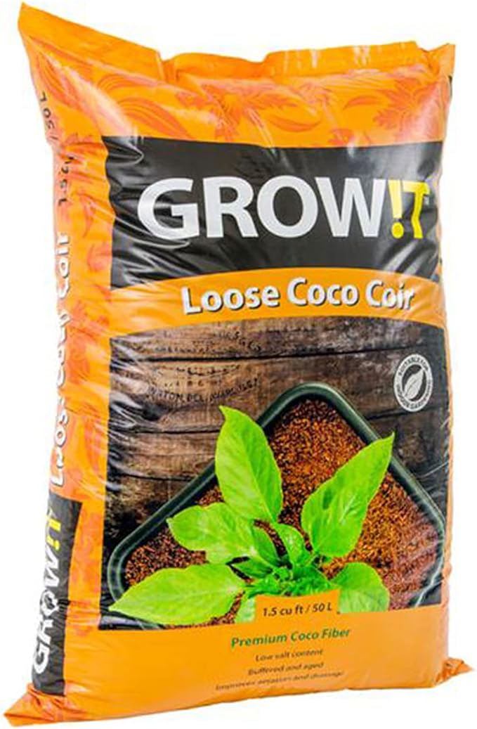 Hydrofarm Grow!T JSCMIX15 Coco Coconut Fiber Garden Soilless Growing Medium Soil Alternative, Conditioner, and Base, 1.5 Cubic Foot Spread, 24 Pound Bag
