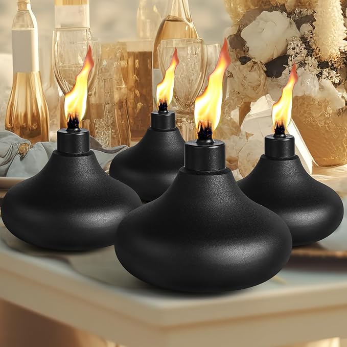 2 Pack Metal Table Top Torches, 24.5oz Citronella Torches for Outside, Refillable Flame Light Torch, Decorative Tabletop Lantern for Yard, Patio, Deck, Garden, Party, Landscape