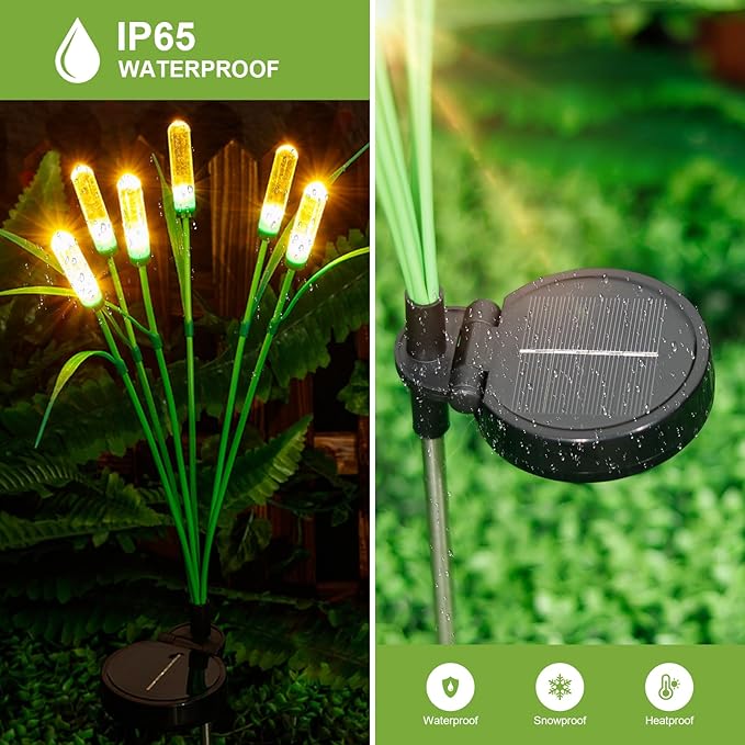Solar Outdoor Garden Lights,Upgraded LED Solar Reed Swaying Lights for Garden Patio Yard Pathway Walkway Wedding Party Christmas Landscape Lighting (4 Packs)