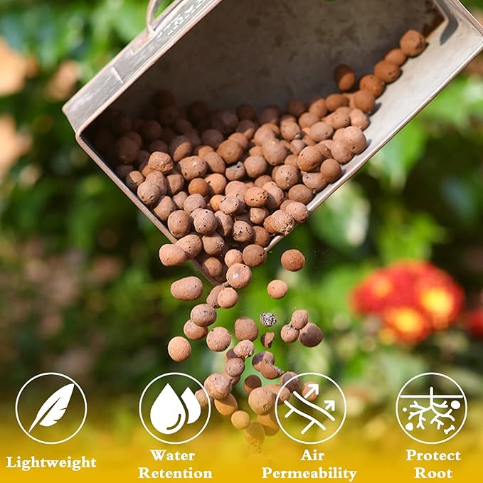 Halatool 18LB Hydroton Clay Pebbles for Plants 4mm-16mm Lightweight Hydro Leca Balls for Potted Plants Hydroponics Gardening Orchids Drainage Decoration Aquaponics Aquariums