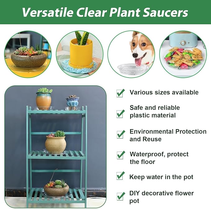 40 Pack 4 Inch Plant Saucer Clear Plant Saucers for Indoors Flower Pot Saucers Small Plant Plate Dish Plant Pot Saucers Plant Trays for Pots Bulk