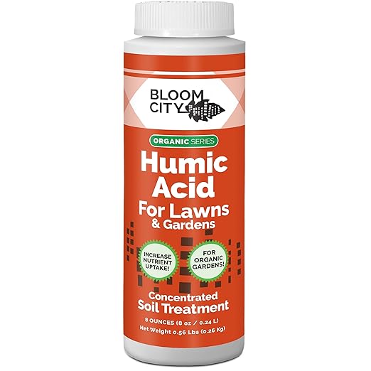 Bloom City Organic Liquid Humic Soil Health Formula, Great for Houseplants, Gardens and Lawns, 1/2 Pint (8 oz) Concentrated Makes 30+ Gallons