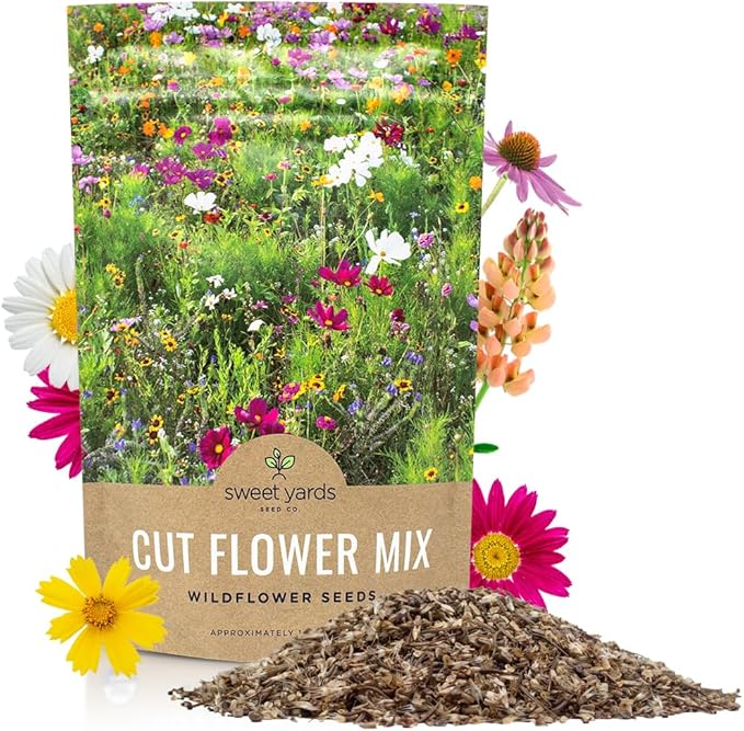 Cut Flower Garden Seeds - Bulk 1/4 Pound Bag - Over 30,000 Fresh Open Pollinated Non-GMO Wildflower Seeds - Long Lasting Annuals and Perennials with Bright Colors