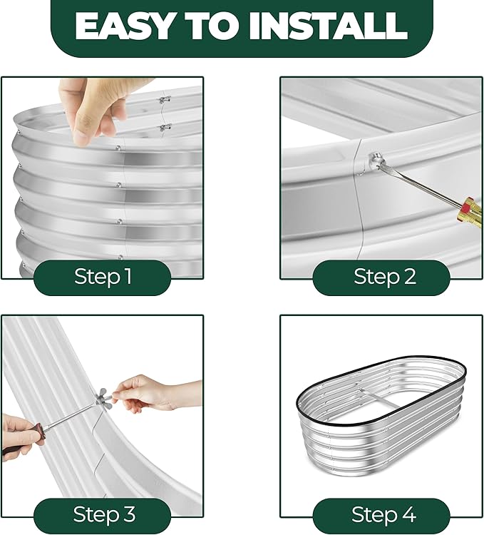 Utopia Home Galvanized Raised Garden Bed Kit 4x2x1ft, Planter Box Raised Garden Beds Outdoor, Easy Assembly Metal Raised Bed for Gardening Vegetables, Fruits, Flowers - Pack of 01 - Silver