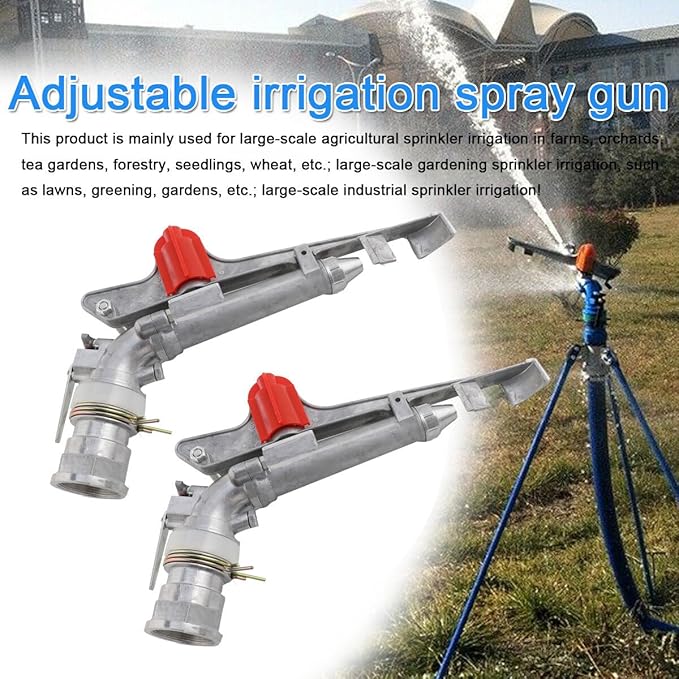 1.5" Agriculture Farm Irrigation Sprinkler Lawn Sprinkler Irrigation Spray Gun Large-Area Watering Spray 360° Rotary Farm Lawn Garden Irrigation, Pack of 2