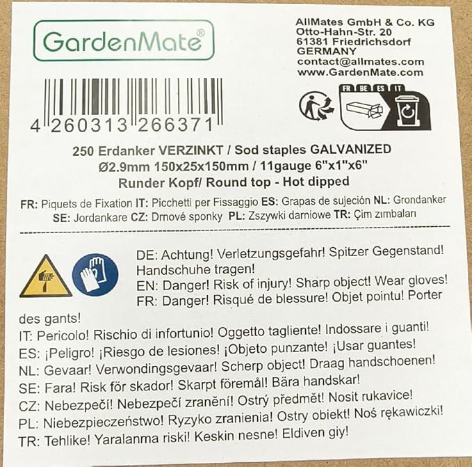 500-Pack Anti-Rust 6 Inch 11 Gauge Round-Top Heavy-Duty U-Shaped Garden Securing Stakes/Spikes/Pins/Pegs - Hot Dipped Galvanized Sod Staples for Anchoring Landscape Fabric