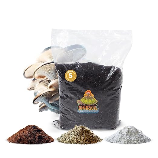 Tortoise Dung Substrate DinoSoil - Coir Blend with Coffee, Vermiculite, Gypsum, Earthworm Castings for Fast Colonization & Mushroom Growth (5lb)