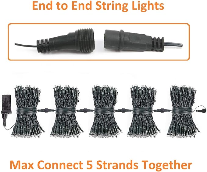 2-Pack Connectable 164FT 400LED Outdoor String Lights Waterproof, Twinkle Lights with 8 Modes, Christmas String Lights Green Wire for Holiday Party Christmas Decorations, Warm White