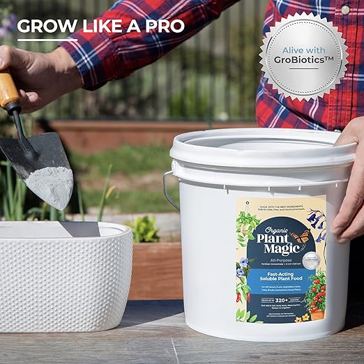 Organic Plant Magic - Truly Organic™ Fast-Acting Soluble Plant Food: All-Purpose Fertilizer Concentrate for All Flower Vegetable Herb Fruit Tree Shrub Container Garden & House Plants [20 lb Bucket]
