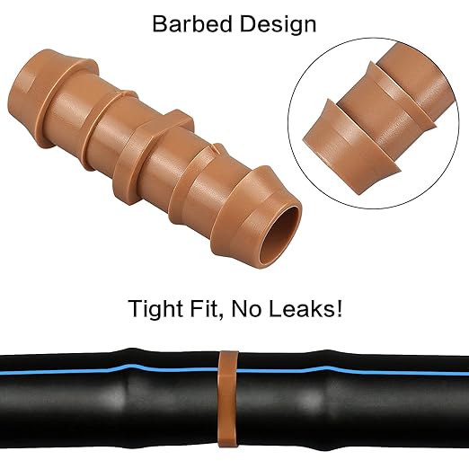 Drip Irrigation Fittings Barbed Couplings, 28 Pieces Drip Irrigation Coupler Connectors for 1/2 Inch Tubing, Drip Irrigation Tubing 0.600" ID 17mm Coupling Parts for Patio Lawn Garden Systems