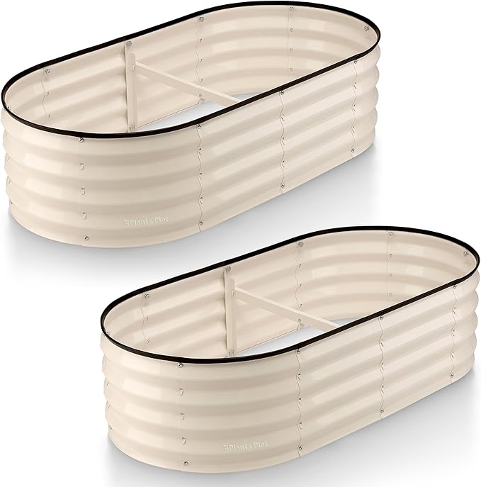 Galvanized Raised Garden Beds Outdoor // 4×2×1 ft (2-Pack) Planter Raised Beds for Gardening, Vegetables, Flowers // Large Metal Garden Box (White) // Patented Tool-Free Design