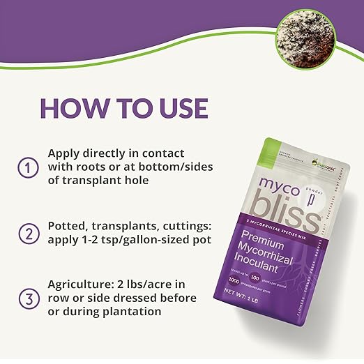 Myco Bliss Powder (20lbs) - Mycorrhizal Fungi for Soil - 5 Strain Mycorrhizal Inoculant with 1000 Propagules Per Gram - Highly Concentrated Mycorrhizae for Plants, Potting Soil, & Garden Soil