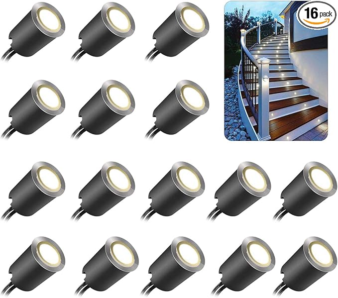 SMY Lighting Recessed LED Deck Light Kits with Black Protecting Shell φ32mm, In Ground Outdoor Landscape Lighting IP67 Waterproof,12V Low Voltage for Garden,Yard Stair,Patio,Floor,Kitchen Decoration